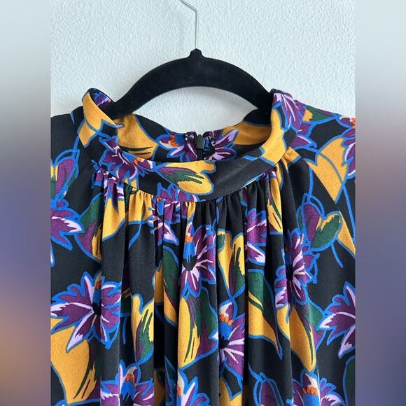 Adrianna Papell Leafy Hearts Floral Mockneck Dress Long Sleeve Plus Size 20w - Picture 4 of 8